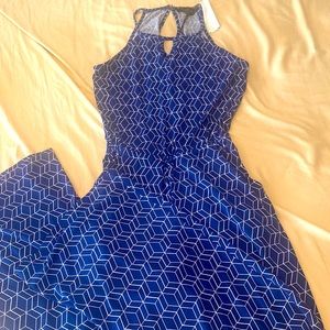 Gold ray Blue geometric shape Jumpsuit. XS. New, never worn.